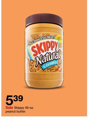 Target Skippy 40-oz. peanut butter. offer