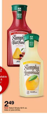 Target Select simply 52-fl.-oz. ades or juice drinks offer