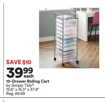 Michaels 10-drawer rolling cart by simply tidy® offer