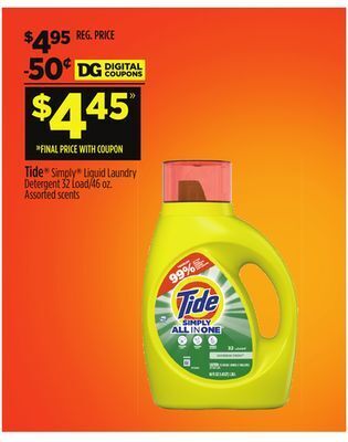 Dollar General Tide® simply® liquid laundry detergent offer