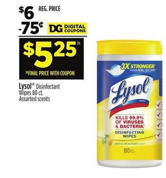 Dollar General Lysol® disinfectant wipes offer