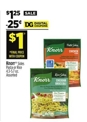 Dollar General Knorr® sides pasta or rice offer