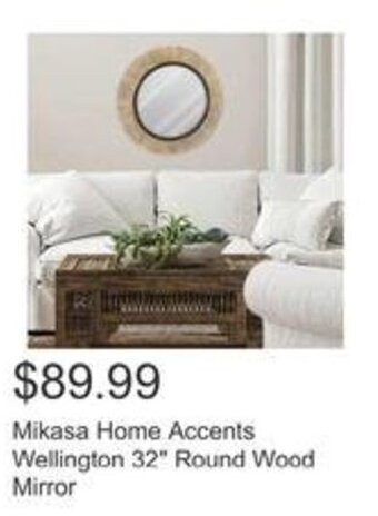 Costco Mikasa Home Accents Wellington 32" Round Wood Mirror offer
