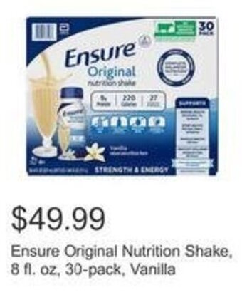 Costco Ensure Original Nutrition Shake, 8 fl. oz, 30-pack, Vanilla offer