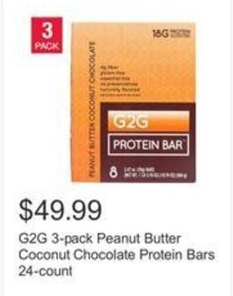 Costco G2G 3-pack Peanut Butter Coconut Chocolate Protein Bars 24-count offer