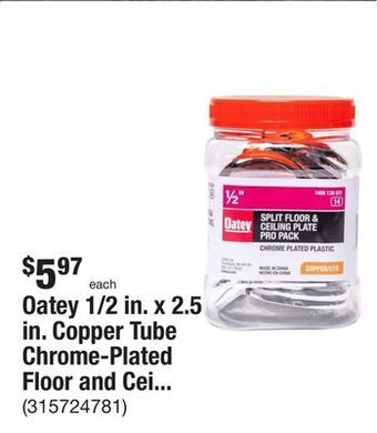 The Home Depot Oatey 1/2 in. x 2.5 in. copper tube chrome-plated floor and ceiling plate (20-pack) offer