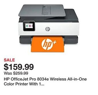 Office Depot Hp officejet pro 8034e wireless all-in-one color printer with 1 full year instant ink with hp+ (1l0j0a) offer