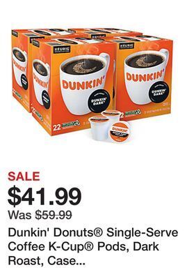 Office Depot Dunkin' donuts® single-serve coffee k-cup® pods, dark roast, case of 88 k-cup pods offer