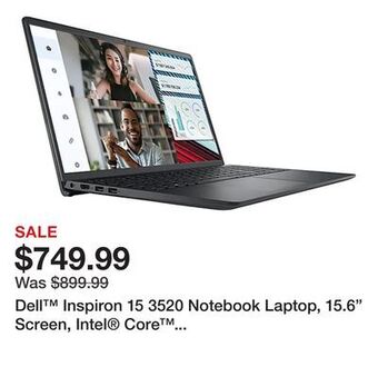 Office Depot Dell™ inspiron 15 3520 notebook laptop, 15.6 screen, intel® core™ i7, 16gb memory, 512gb solid state drive, wi-fi 6, windows® offer