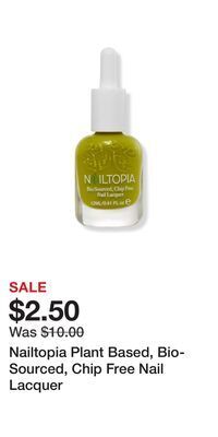 Ulta Beauty Nailtopia plant based, bio-sourced, chip free nail lacquer offer