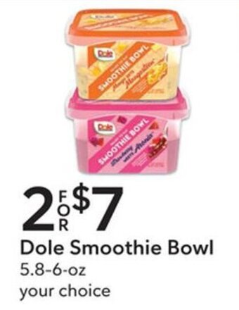 Publix Dole Smoothie Bowl 5.8-6-oz offer