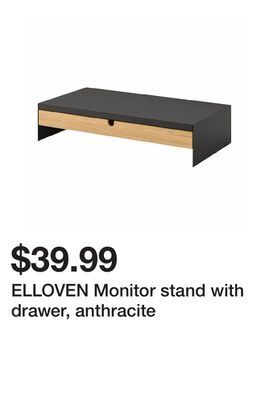 Ikea Elloven monitor stand with drawer, anthracite offer
