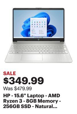 Best Buy Hp - 15.6 laptop - amd ryzen 3 - 8gb memory - 256gb ssd - natural silver offer