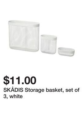 Ikea Skådis storage basket, set of 3, white offer