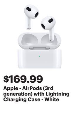 Best Buy Apple - airpods (3rd generation) with lightning charging case - white offer