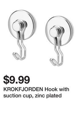 Ikea Krokfjorden hook with suction cup, zinc plated offer