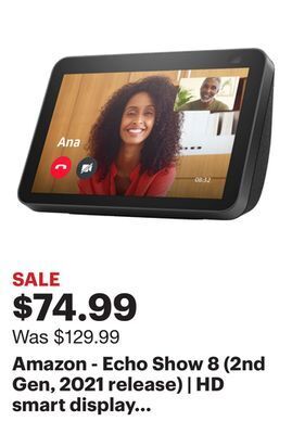 Best Buy Amazon - echo show 8 (2nd gen, 2021 release) | hd smart display with alexa and 13 mp camera - charcoal offer