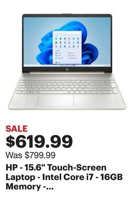 Best Buy Hp - 15.6 touch-screen laptop - intel core i7 - 16gb memory - 512gb ssd - natural silver offer
