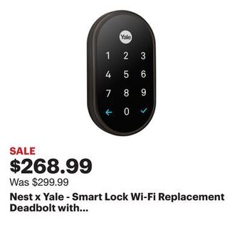 Best Buy Nest x yale - smart lock wi-fi replacement deadbolt with app/keypad/voice assistant access - black suede offer
