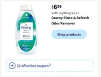 Walgreens Downy rinse & refresh odor remover offer