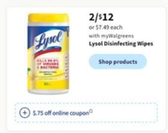Walgreens Lysol disinfecting wipes offer