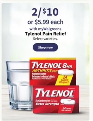 Walgreens Tylenol pain relief offer