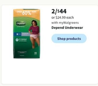 Walgreens Depend underwear offer