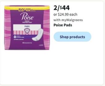 Walgreens Poise pads offer