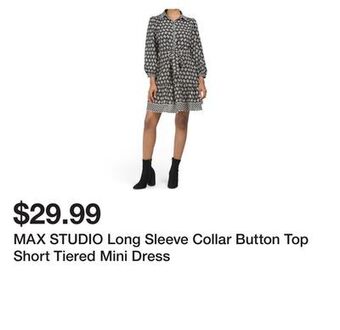 Marshalls Max studio long sleeve collar button top short tiered mini dress offer