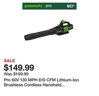 Tractor Supply Company Pro 60v 130 mph 610 cfm lithium-ion brushless cordless handheld blower with 2.5 ah battery and charger, 2419402vt offer