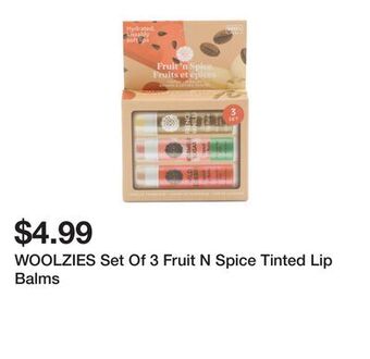 Marshalls Woolzies set of 3 fruit n spice tinted lip balms offer