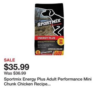 Tractor Supply Company Sportmix energy plus adult performance mini chunk chicken recipe dry dog food offer
