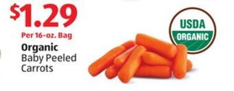 Aldi Organic baby peeled carrots offer