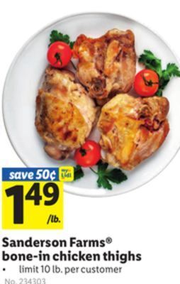 Lidl Sanderson farms® bone-in chicken thighs offer