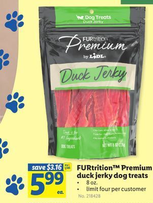 Lidl Furtrition™ premium duck jerky dog treats offer