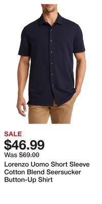 Nordstrom Lorenzo uomo short sleeve cotton blend seersucker button-up shirt offer