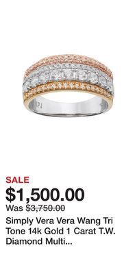 Kohl's Simply vera vera wang tri tone 14k gold 1 carat t.w. diamond multi row anniversary ring offer
