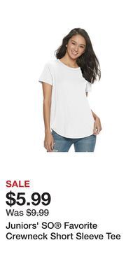 Kohl's Juniors' so® favorite crewneck short sleeve tee offer