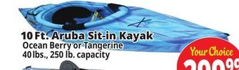 Ocean State Job Lot Kl outdoor aruba 10' sit-in kayak, ocean berry offer