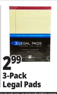 Ocean State Job Lot Roaring spring yellow 40 sheet legal pads, 3-count offer