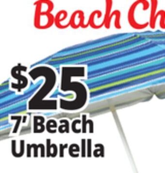 Ocean State Job Lot 7' fiberglass tilting beach umbrella offer