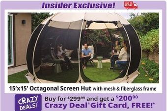 Ocean State Job Lot Crown shades 15' x 15' pop-up octagonal screen hut offer