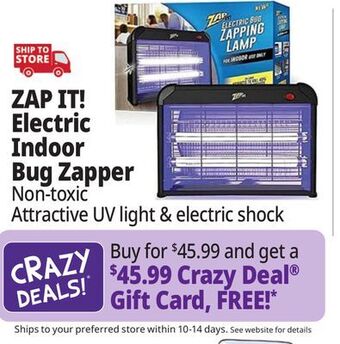 Ocean State Job Lot Zap it! electric indoor bug zapper with non-toxic attractant uv light and electric shock offer