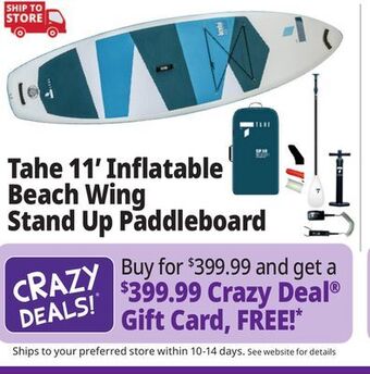 Ocean State Job Lot Tahe 11' inflatable beach wing stand up paddleboard offer