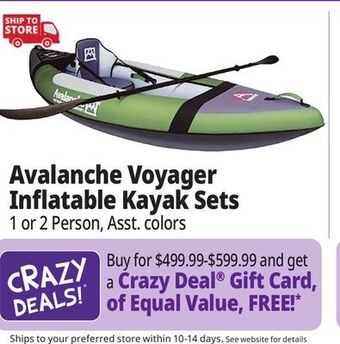 Ocean State Job Lot Avalanche voyager inflatable kayak sets offer