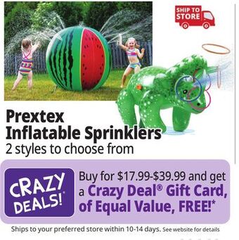 Ocean State Job Lot Prextex inflatable sprinklers offer
