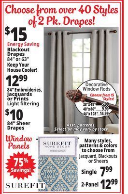 Ocean State Job Lot Choose from over 40 styles of 2 pk. drapes! offer