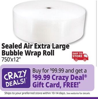 Ocean State Job Lot Sealed air extra large 750 ft. bubble wrap roll offer