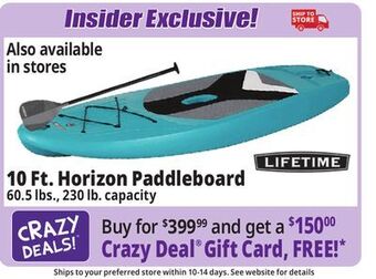 Ocean State Job Lot Lifetime horizon 10' stand up paddleboard offer