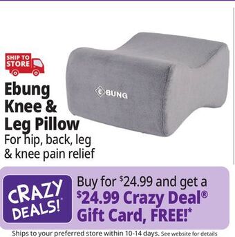Ocean State Job Lot Ebung knee & leg pillow for hip, back, leg, & knee pain relief, gray offer